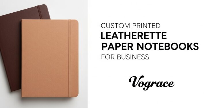 Custom Printed Leatherette Paper Notebooks for Business | Vograce