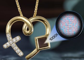 Christian Necklace with Cross and Heart Design Featuring Bible Inside by My Nano Jewelry